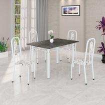 Conjunto Sala de Jantar com 4 Cadeiras Lívia Bronze/Arabesco/Branco Conjunto Sala de Jantar com 4 Cadeiras Lívia Bronze/Arabesco/Branco