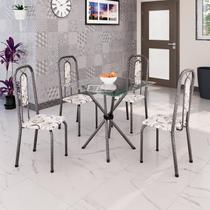 Conjunto Sala de Jantar com 4 Cadeiras Lívia Prata/Arabesco Conjunto Sala de Jantar com 4 Cadeiras Lívia Prata/Arabesco