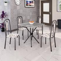 Conjunto Sala de Jantar com 4 Cadeiras Lívia Prata/Arabesco Conjunto Sala de Jantar com 4 Cadeiras Lívia Prata/Arabesco
