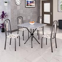 Conjunto Sala de Jantar com 4 Cadeiras Lívia Prata/Arabesco Conjunto Sala de Jantar com 4 Cadeiras Lívia Prata/Arabesco