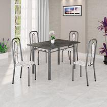 Conjunto Sala de Jantar com 4 Cadeiras Lívia Prata/Arabesco Conjunto Sala de Jantar com 4 Cadeiras Lívia Prata/Arabesco