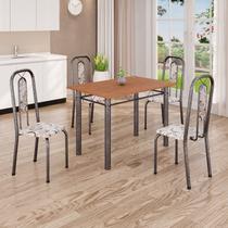 Conjunto Sala de Jantar com 4 Cadeiras Lívia Prata/Arabesco Conjunto Sala de Jantar com 4 Cadeiras Lívia Prata/Arabesco