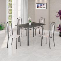 Conjunto Sala de Jantar com 4 Cadeiras Lívia Prata/Bege