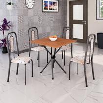 Conjunto Sala de Jantar com 4 Cadeiras Lívia Prata/Bege Conjunto Sala de Jantar com 4 Cadeiras Lívia Prata/Bege