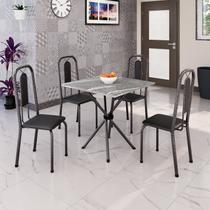 Conjunto Sala de Jantar com 4 Cadeiras Lívia Prata/Preto