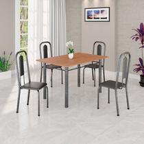 Conjunto Sala de Jantar com 4 Cadeiras Lívia Prata/Preto Conjunto Sala de Jantar com 4 Cadeiras Lívia Prata/Preto