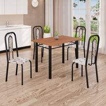 Conjunto Sala de Jantar com 4 Cadeiras Lívia Preto/Arabesco/Marrom Conjunto Sala de Jantar com 4 Cadeiras Lívia Preto/Arabesco/Marrom