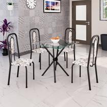 Conjunto Sala de Jantar com 4 Cadeiras Lívia Preto/Arabesco Conjunto Sala de Jantar com 4 Cadeiras Lívia Preto/Arabesco