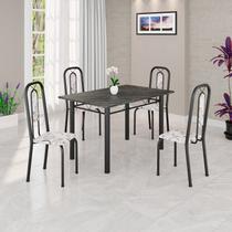 Conjunto Sala de Jantar com 4 Cadeiras Lívia Preto/Arabesco