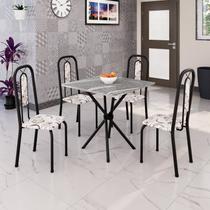 Conjunto Sala de Jantar com 4 Cadeiras Lívia Preto/Arabesco Conjunto Sala de Jantar com 4 Cadeiras Lívia Preto/Arabesco