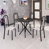 Conjunto Sala de Jantar com 4 Cadeiras Lívia Preto/Arabesco Conjunto Sala de Jantar com 4 Cadeiras Lívia Preto/Arabesco