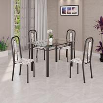 Conjunto Sala de Jantar com 4 Cadeiras Lívia Preto/Arabesco Conjunto Sala de Jantar com 4 Cadeiras Lívia Preto/Arabesco