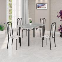 Conjunto Sala de Jantar com 4 Cadeiras Lívia Preto/Arabesco Conjunto Sala de Jantar com 4 Cadeiras Lívia Preto/Arabesco