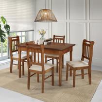 Conjunto Sala de Jantar Com 4 Cadeiras Madeira Maciça Mv Outlet