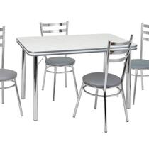 Conjunto Sala de Jantar com 4 Cadeiras Samanta Cromado/Cinza