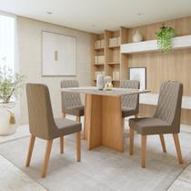 Conjunto Sala de Jantar com 4 Cadeiras Tampo MDF com Vidro Retangular