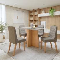 Conjunto Sala de Jantar com 4 Cadeiras Tampo MDF com Vidro Retangular