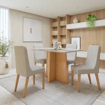 Conjunto Sala de Jantar com 4 Cadeiras Tampo MDF com Vidro Retangular