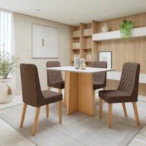Conjunto Sala de Jantar com 4 Cadeiras Tampo Retangular em MDF Luar