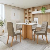 Conjunto Sala de Jantar com 4 Cadeiras Tampo Retangular em MDF Luar