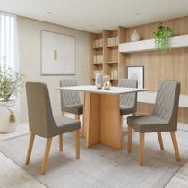 Conjunto Sala de Jantar com 4 Cadeiras Tampo Retangular em MDF Luar