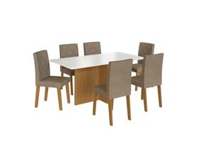 Conjunto Sala de Jantar com 6 Cadeira Miami Freijó/Off/Cacau Conjunto Sala de Jantar com 6 Cadeira Miami Freijó/Off/Cacau