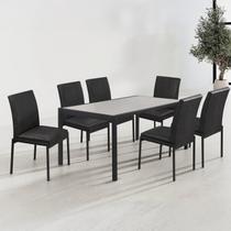 Conjunto Sala de Jantar com 6 Cadeiras Atenas Preto Conjunto Sala de Jantar com 6 Cadeiras Atenas Preto
