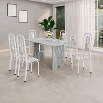 Conjunto Sala de Jantar com 6 Cadeiras Lara Branco/Arabesco Conjunto Sala de Jantar com 6 Cadeiras Lara Branco/Arabesco