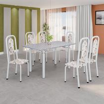 Conjunto Sala de Jantar com 6 Cadeiras Lara Branco/Arabesco Conjunto Sala de Jantar com 6 Cadeiras Lara Branco/Arabesco