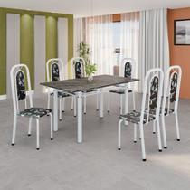 Conjunto Sala de Jantar com 6 Cadeiras Lara Branco/Preto
