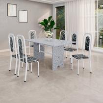 Conjunto Sala de Jantar com 6 Cadeiras Lara Branco/Preto