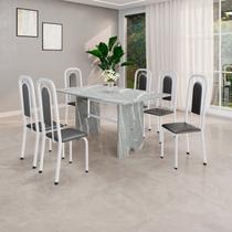 Conjunto Sala de Jantar com 6 Cadeiras Lara Branco/Preto