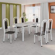 Conjunto Sala de Jantar com 6 Cadeiras Lara Branco/Preto Conjunto Sala de Jantar com 6 Cadeiras Lara Branco/Preto