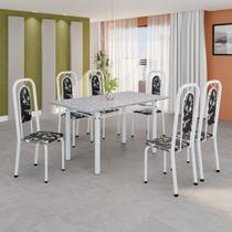 Conjunto Sala de Jantar com 6 Cadeiras Lara Branco/Preto Conjunto Sala de Jantar com 6 Cadeiras Lara Branco/Preto