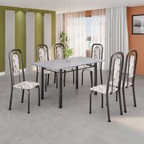 Conjunto Sala de Jantar com 6 Cadeiras Lara Prata/Arabesco Conjunto Sala de Jantar com 6 Cadeiras Lara Prata/Arabesco