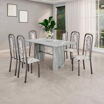 Conjunto Sala de Jantar com 6 Cadeiras Lara Prata/Arabesco
