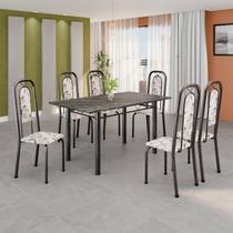 Conjunto Sala de Jantar com 6 Cadeiras Lara Prata/Arabesco Conjunto Sala de Jantar com 6 Cadeiras Lara Prata/Arabesco
