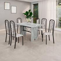 Conjunto Sala de Jantar com 6 Cadeiras Lara Preto/Arabesco
