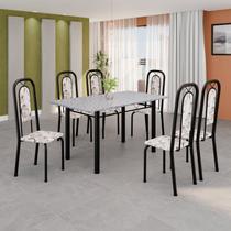 Conjunto Sala de Jantar com 6 Cadeiras Lara Preto/Arabesco