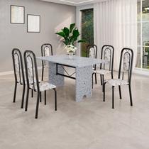 Conjunto Sala de Jantar com 6 Cadeiras Lara Preto/Arabesco Conjunto Sala de Jantar com 6 Cadeiras Lara Preto/Arabesco