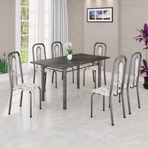 Conjunto Sala de Jantar com 6 Cadeiras Lívia Arabesco/Prata Conjunto Sala de Jantar com 6 Cadeiras Lívia Arabesco/Prata