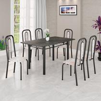 Conjunto Sala de Jantar com 6 Cadeiras Lívia Bege/Preto