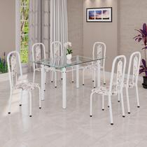 Conjunto Sala de Jantar com 6 Cadeiras Lívia Branco/Arabesco