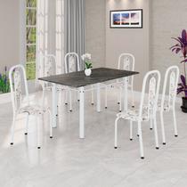 Conjunto Sala de Jantar com 6 Cadeiras Lívia Branco/Arabesco Conjunto Sala de Jantar com 6 Cadeiras Lívia Branco/Arabesco