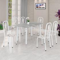 Conjunto Sala de Jantar com 6 Cadeiras Lívia Branco/Arabesco Conjunto Sala de Jantar com 6 Cadeiras Lívia Branco/Arabesco
