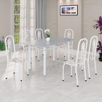 Conjunto Sala de Jantar com 6 Cadeiras Lívia Branco/Arabesco Conjunto Sala de Jantar com 6 Cadeiras Lívia Branco/Arabesco