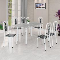 Conjunto Sala de Jantar com 6 Cadeiras Lívia Branco/Preto Conjunto Sala de Jantar com 6 Cadeiras Lívia Branco/Preto