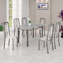 Conjunto Sala de Jantar com 6 Cadeiras Lívia Prata/Bege