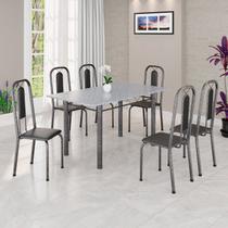 Conjunto Sala de Jantar com 6 Cadeiras Lívia Prata/Preto