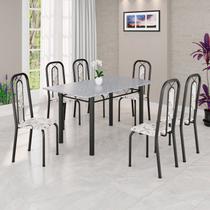 Conjunto Sala de Jantar com 6 Cadeiras Lívia Preto/Arabesco Conjunto Sala de Jantar com 6 Cadeiras Lívia Preto/Arabesco